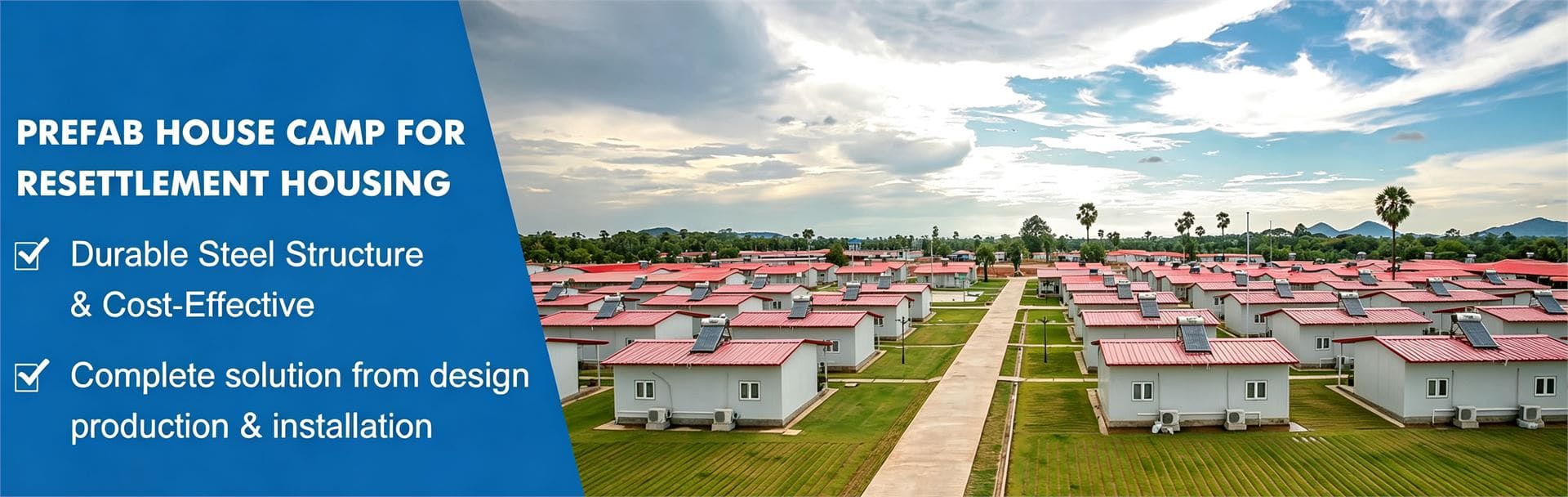 Prefab house camps for resettlement housing